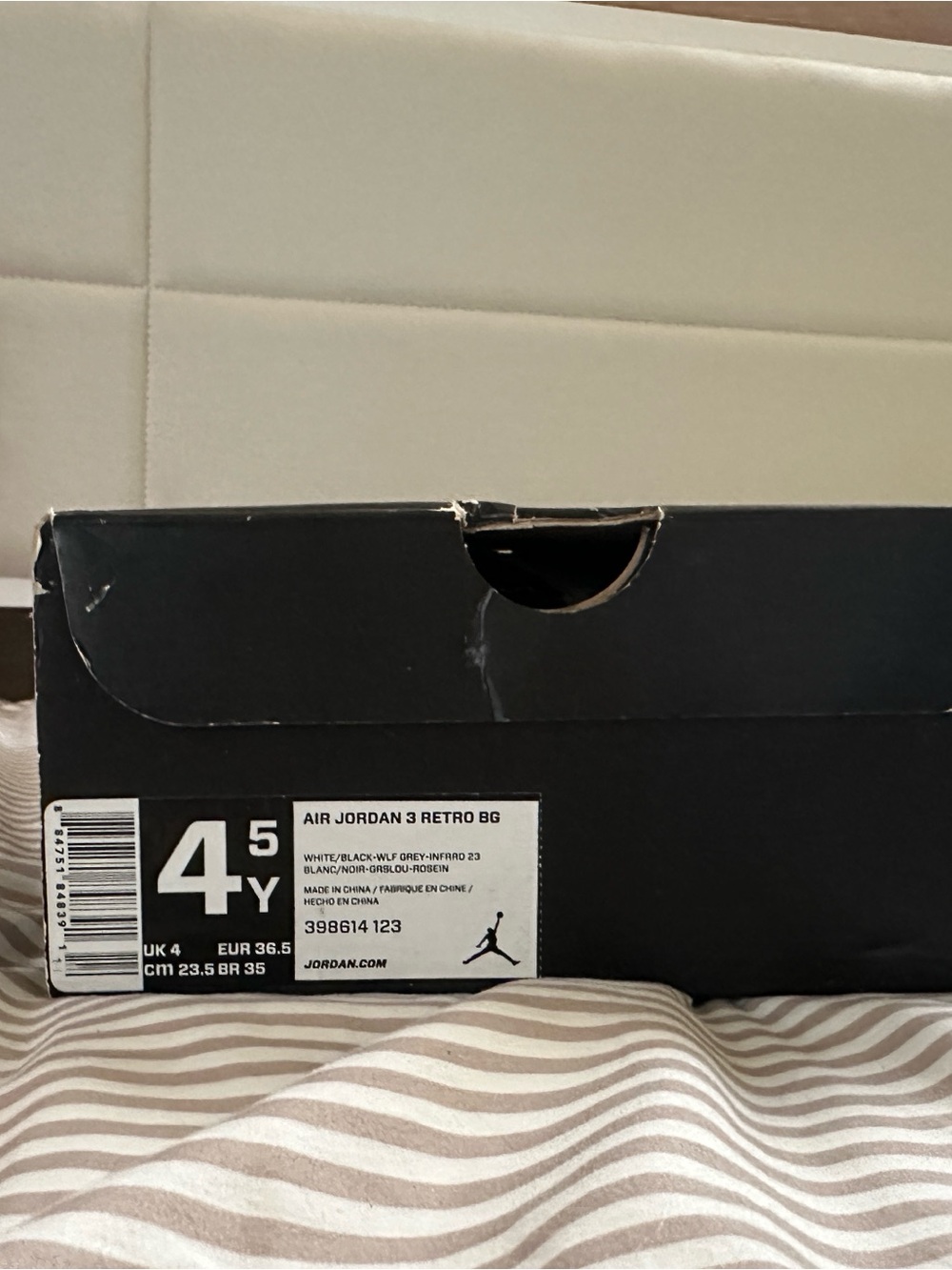 Jordan Kids White/Black/Infrared Retro 3 Sneakers